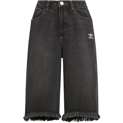 adidas阿迪达斯三叶草女子运动休闲水洗牛仔五分裤短裤KC2651