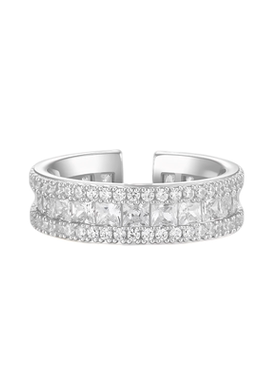 时运滚滚纯白锆石戒指开口指环女