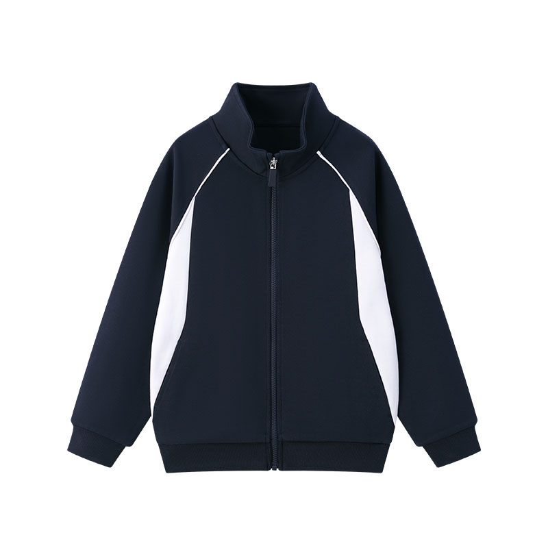 伊顿中小学藏青丁香紫灰色蓝色拼色棒球服春秋立领外套运动服校服