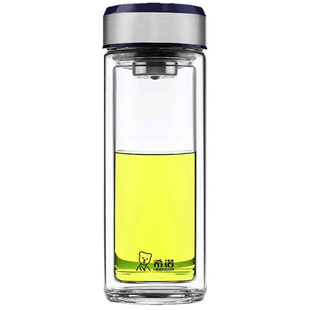 希诺双层玻璃杯官方正品加厚商务泡茶杯男士高端礼品定制印字水杯