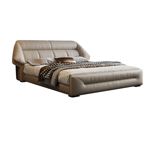 馨佰利真皮床1米8双人床轻奢现代卧室床主卧大床可储物软靠包婚床