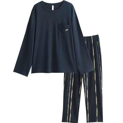 睡衣男春秋季纯棉休闲套头高级感