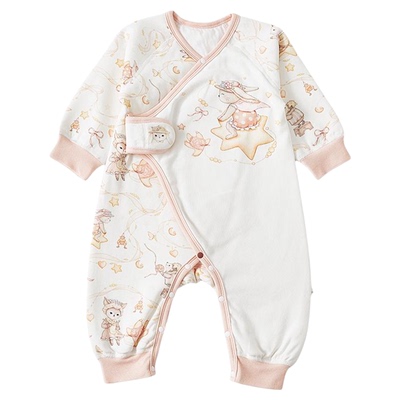 新生婴儿夹棉冬装连体爬服外出