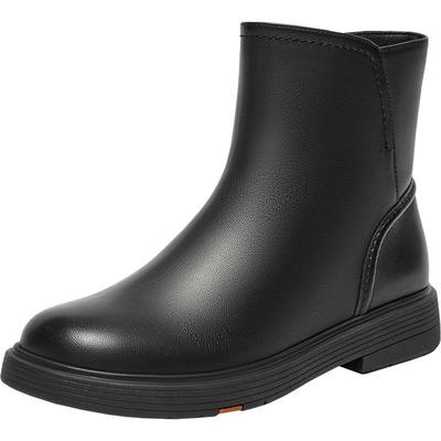 Bata时装靴女2025冬季商场新款通勤羊皮软底加绒短筒靴AKQ49DD5