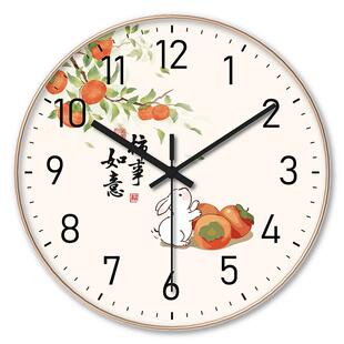 挂钟静音温馨家用事事如意客厅卧室挂墙上石英表中式小清新免打孔