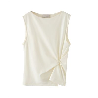 FANLE STUDIOS进口三醋酸凉爽修身设计感上衣气质显瘦时髦无袖T恤