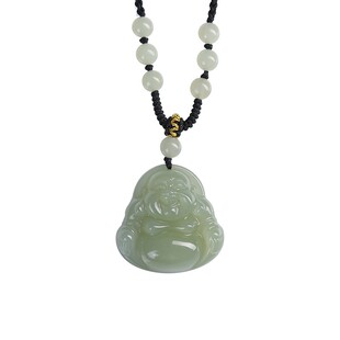 正品天然和田玉吊坠大肚弥勒佛玉坠女玉佩佛公项链毛衣链男女礼物