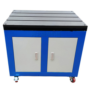 铸铁钳工攻丝机平台可移动攻牙机工作台带工具车柜子型T槽双开门