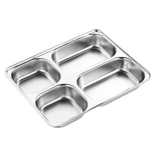 304不锈钢快餐盘分格餐盘学校食堂员工分隔饭盘成人家用四格大人