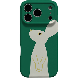 韩国ins可爱简约兔子 适用iPhone17promax手机外壳17pro苹果16pro绿色15保护套14高级感13全包精孔12磨砂软壳