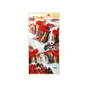 鸿运当头挂画走廊过道中式山水画玄关装饰画风水招财工艺画晶瓷画
