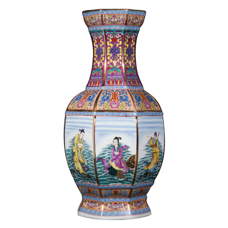 景德镇粉彩仿古八仙过海艺术花瓶