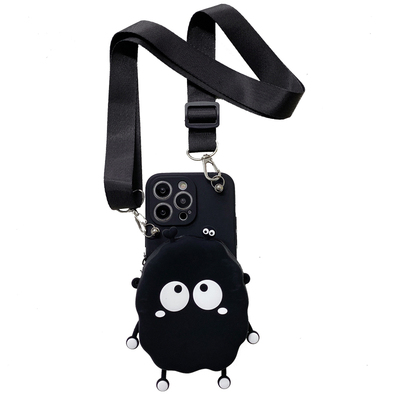 硅胶煤球包包斜跨挂绳手机壳
