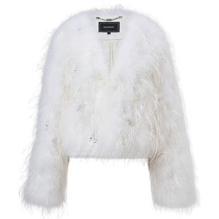 【贵雅日常-商场同款】MAXRIENY奢华都市感廓形羽毛皮草外套女