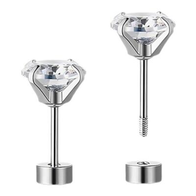 钛研社｜医学钛钢锆石耳钉平底钉