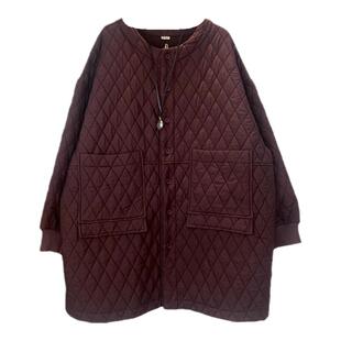 菱形格棉服女复古加厚保暖洋气宽松大码中长款棉衣外套宽松阔版