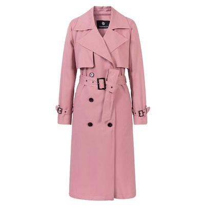 曼德诗新款过膝垂感收腰显瘦外套