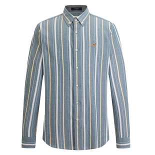 【条纹牛津纺】LONDA 伦德马男士商务休闲衬衫舒适透气长袖衬衣