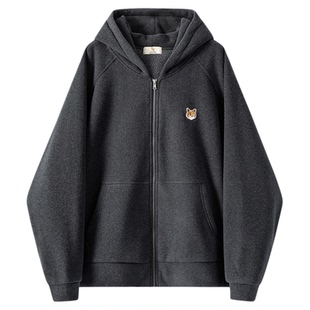 【限时清仓】重磅加绒高克重颗粒绒拉链门襟开衫秋季连帽卫衣外套