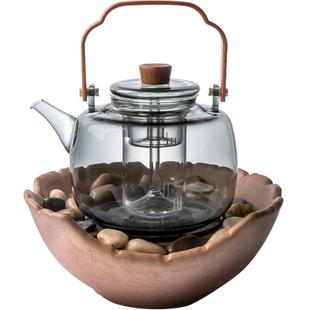 容山堂茗绣天然乌金石茶盘铜制排水茶托盘青石干泡盘家用小茶台