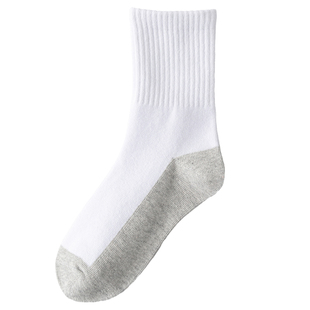 耐脏黑底儿童白袜棉袜春秋薄款大童中筒学生白色袜子男童运动中童