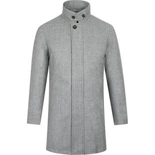 【毛呢】LAMPO/蓝豹羽绒服男鹅绒服风衣款羊毛立领百搭羽绒服