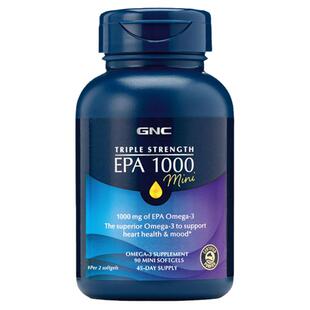 现货美国GNC三倍纯EPA迷你软胶囊1000mg90粒健康情绪大脑血脂鱼油