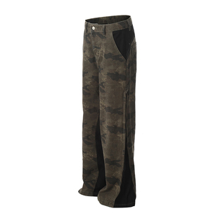 MRNEARLY美式街头复古拼接迷彩裤子男女设计感小众水洗休闲工装裤