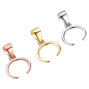 S925纯银牛鼻孔扣diy项链扣头配件饰品扣头翡翠玉石牛角扣牛鼻扣