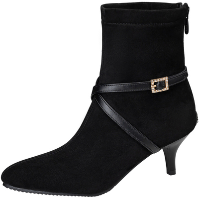 高跟短靴女秋冬大码靴子细跟尖头