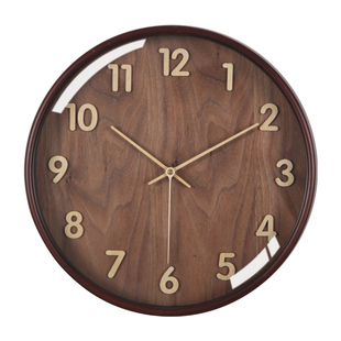 TQJ实木静音挂钟客厅家用北欧时尚立体挂墙钟表ins简约电波石英钟