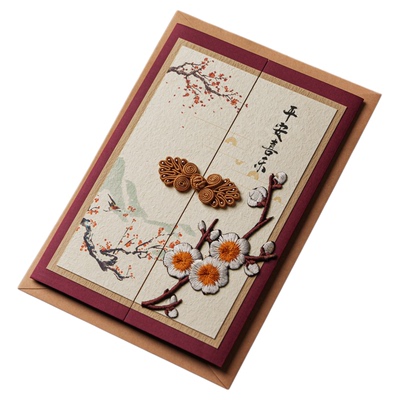 2026新年国风定制立体贺卡高级感谢生日退休礼物送老师邀请函