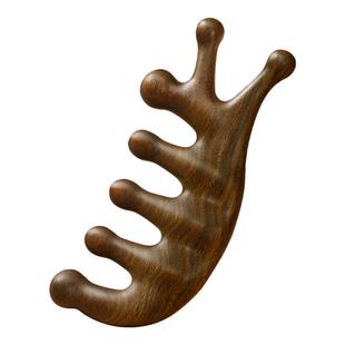 天然绿檀木按摩梳子经络梳头疗头皮头部五指五爪七齿防疏通脱发器