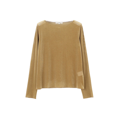 23区SLOW系列时尚简约气质刷毛薄纱网状天鹅绒T恤女ONWARD