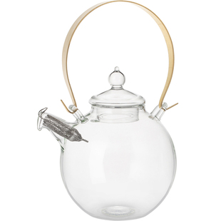 craft U日本进口耐热玻璃圆形茶壶手作家器黄铜提梁壶日式泡茶壶