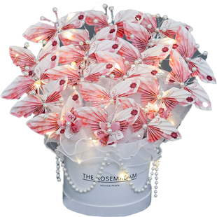 创意手工diy蝴蝶有钱花抱抱桶自制花艺材料包生日情人节礼物女友