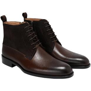 ByCreations柏品 手工擦色中帮真皮皮鞋男头层牛皮巴尔莫勒尔靴子