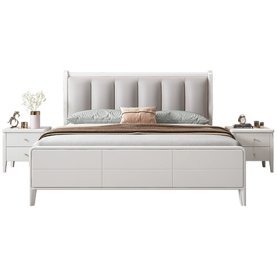 白色全实木床原始森林现代简约