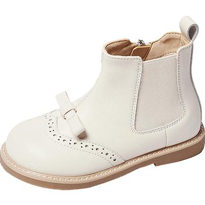 斯纳菲白色牛皮加绒短靴