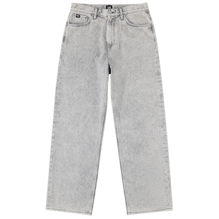 【张凌赫代言】Lee26春夏新品复古水洗宽松直筒牛仔裤浅灰色男潮