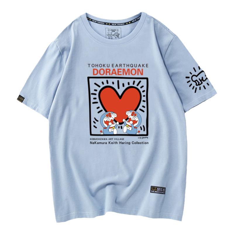 keith haring联名凯斯哈林T恤哆啦A梦男女纯棉情侣装夏装ins超火