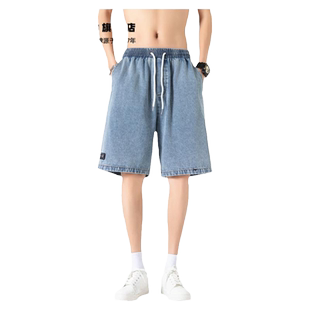 回力牛仔短裤男夏季薄款2025新款美式复古裤子休闲宽松潮牌五分裤