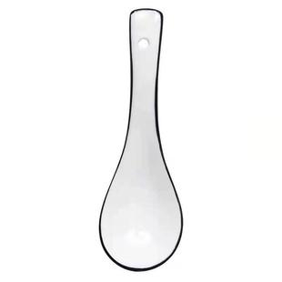 陶瓷勺子家用喝汤调羹汤匙长柄小勺子大号简约盛汤饭勺稀饭勺加深