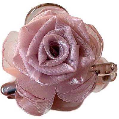 古里雅玫瑰花朵小抓夹高级感