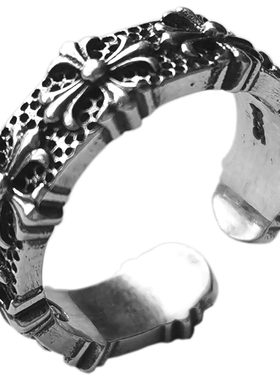 纯银十字花戒指保真欧美朋克摇滚