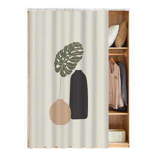 无门柜子衣柜遮挡帘橱柜门帘滑轨拉帘书柜遮丑杂物鞋架防尘布帘子