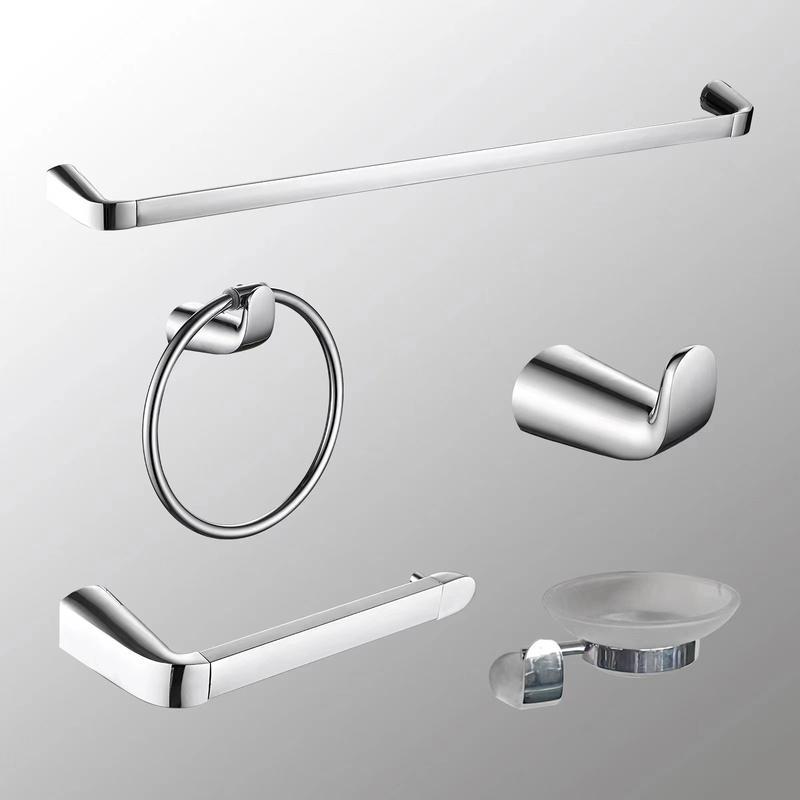 外贸电镀单杆毛巾架厕所卫生间浴室挂件杆挂衣钩毛巾套装环毛巾