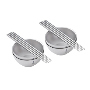 钛时代KEITH铠斯纯钛碗筷套装双层饭碗隔热防烫钛碗家用钛餐具