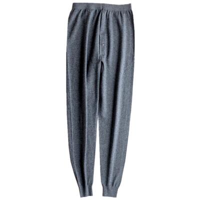 男纯山羊绒裤薄款加肥针织男羊毛