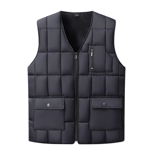 花花公子马甲男加绒加厚中老年冬爸爸保暖羽绒棉马夹背心爷爷坎肩
